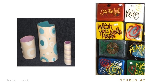 ceramic pots and enamel badges